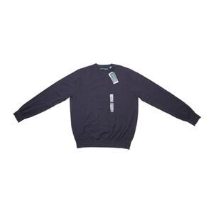 Perry Ellis Tech Knit Stitch Crewneck Sweater Dark Sapphire Size L